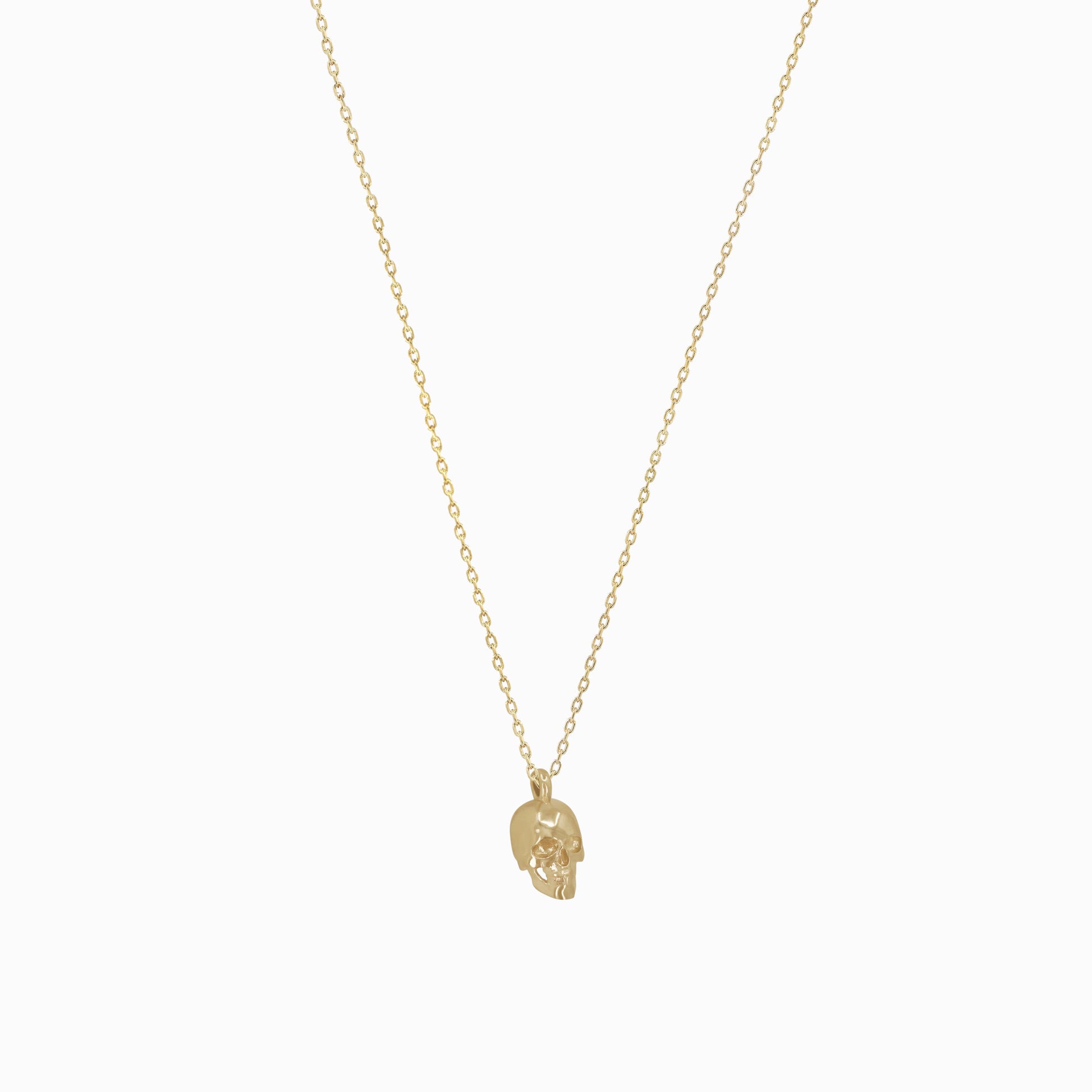 Skull Pendant Necklace 14K Solid Gold