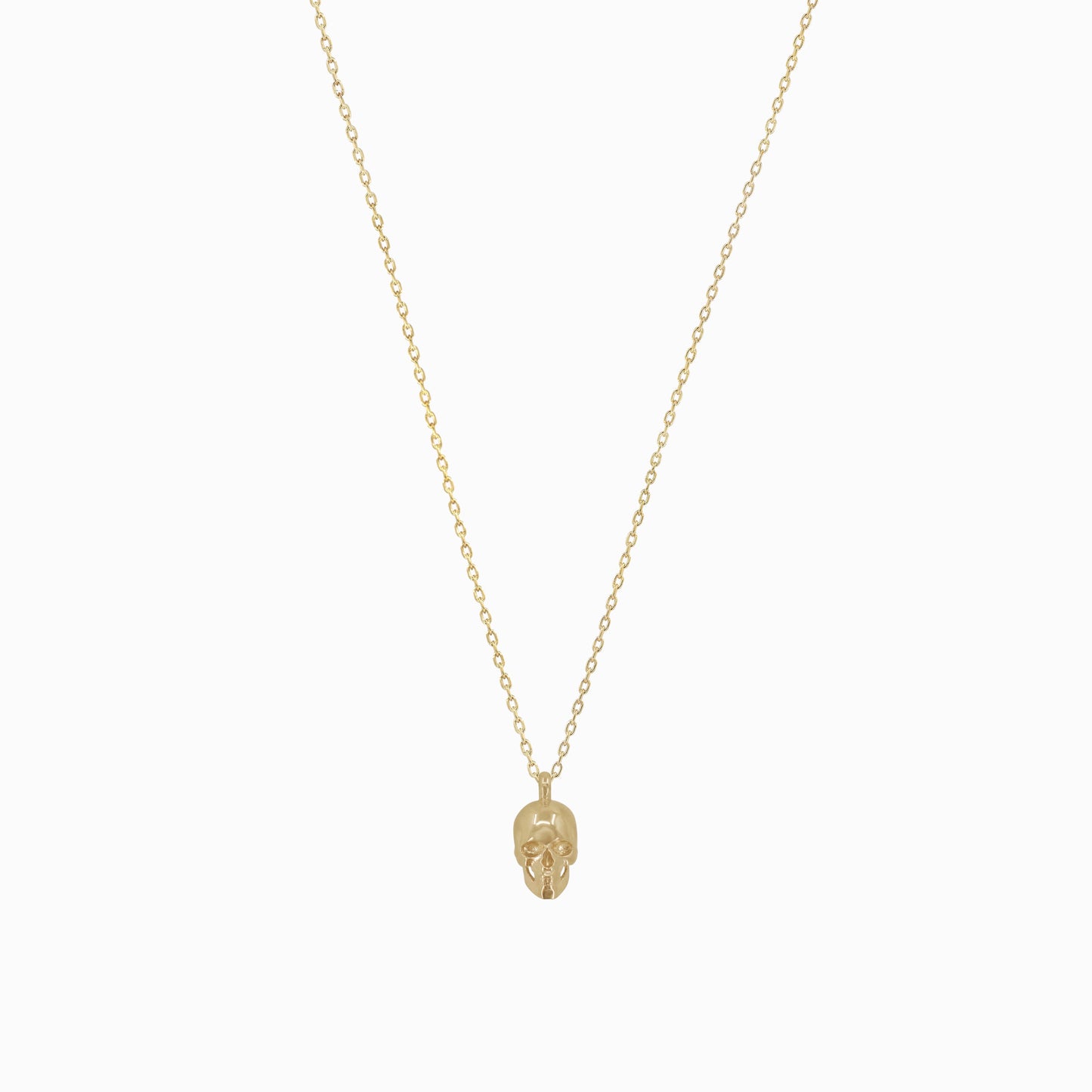 Skull Pendant Necklace 14K Solid Gold