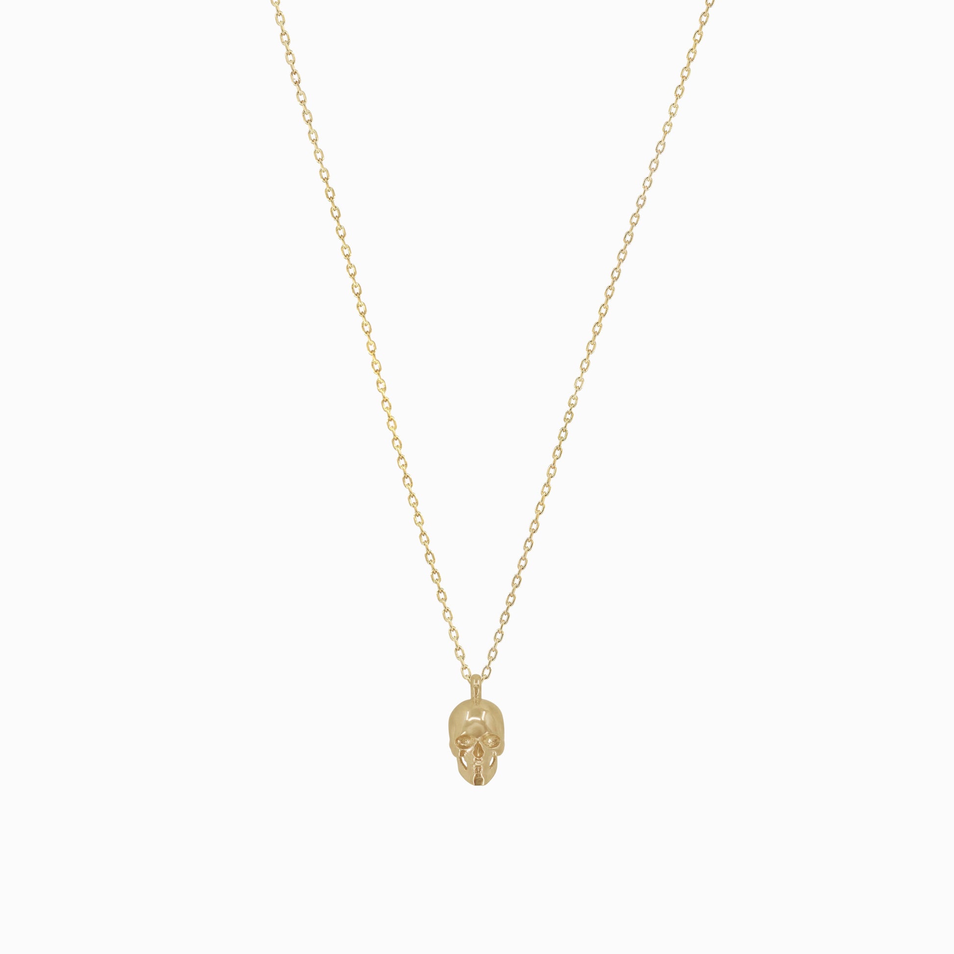 Skull Pendant Necklace 14K Solid Gold
