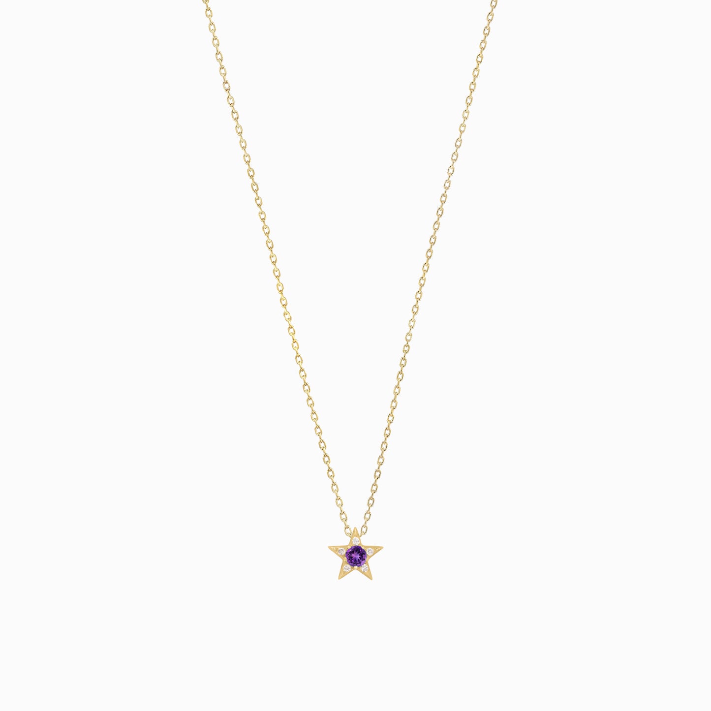 Star Blue Topaz Necklaces Pavé Lab Diamond Necklace 14K Solid Gold | December Birthstone