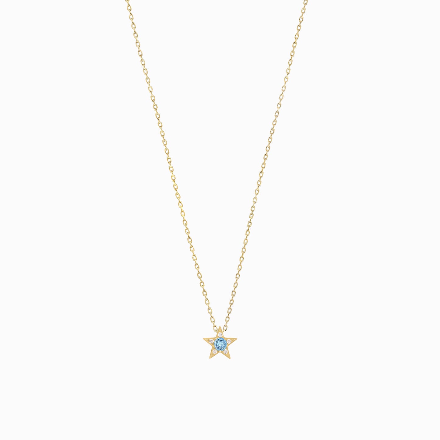 Star Blue Topaz Necklaces Pavé Lab Diamond Necklace 14K Solid Gold | December Birthstone
