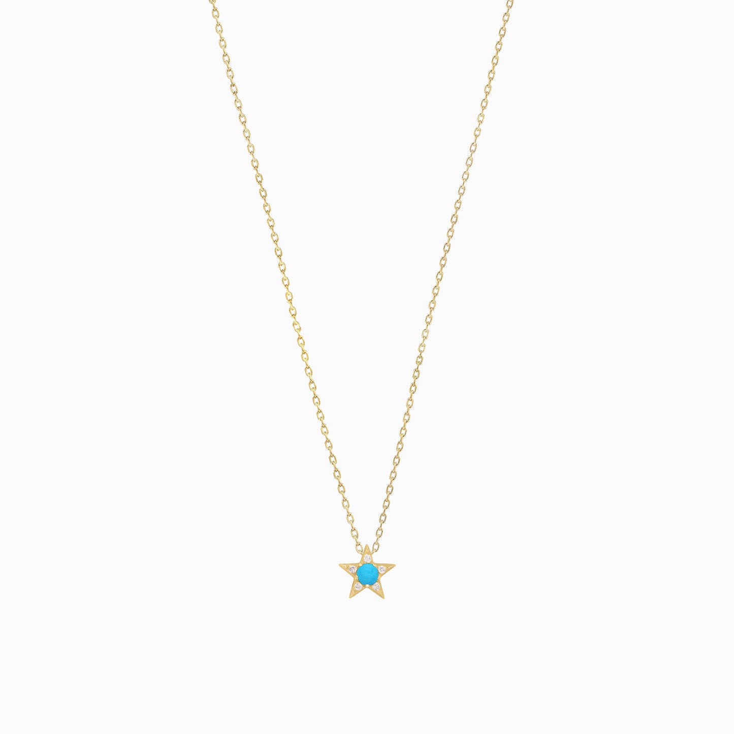 Star Blue Topaz Necklaces Pavé Lab Diamond Necklace 14K Solid Gold | December Birthstone