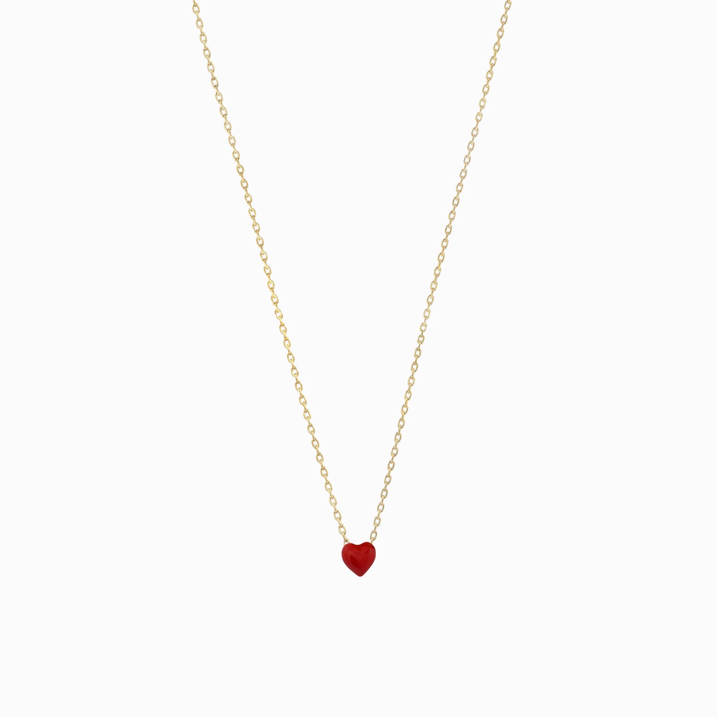 Full Heart Enamel Necklace 14K Gold