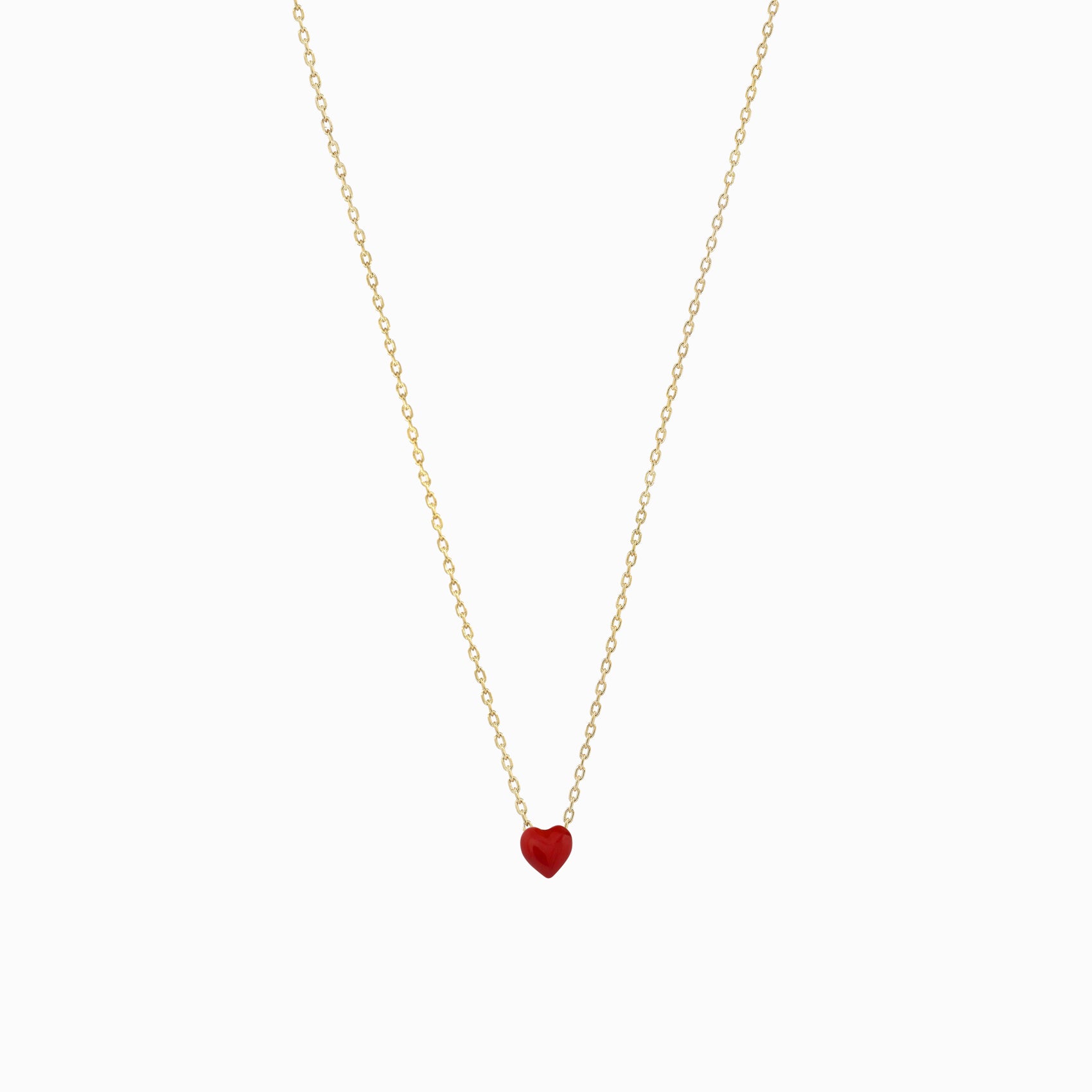 Full Heart Enamel Necklace 14K Gold