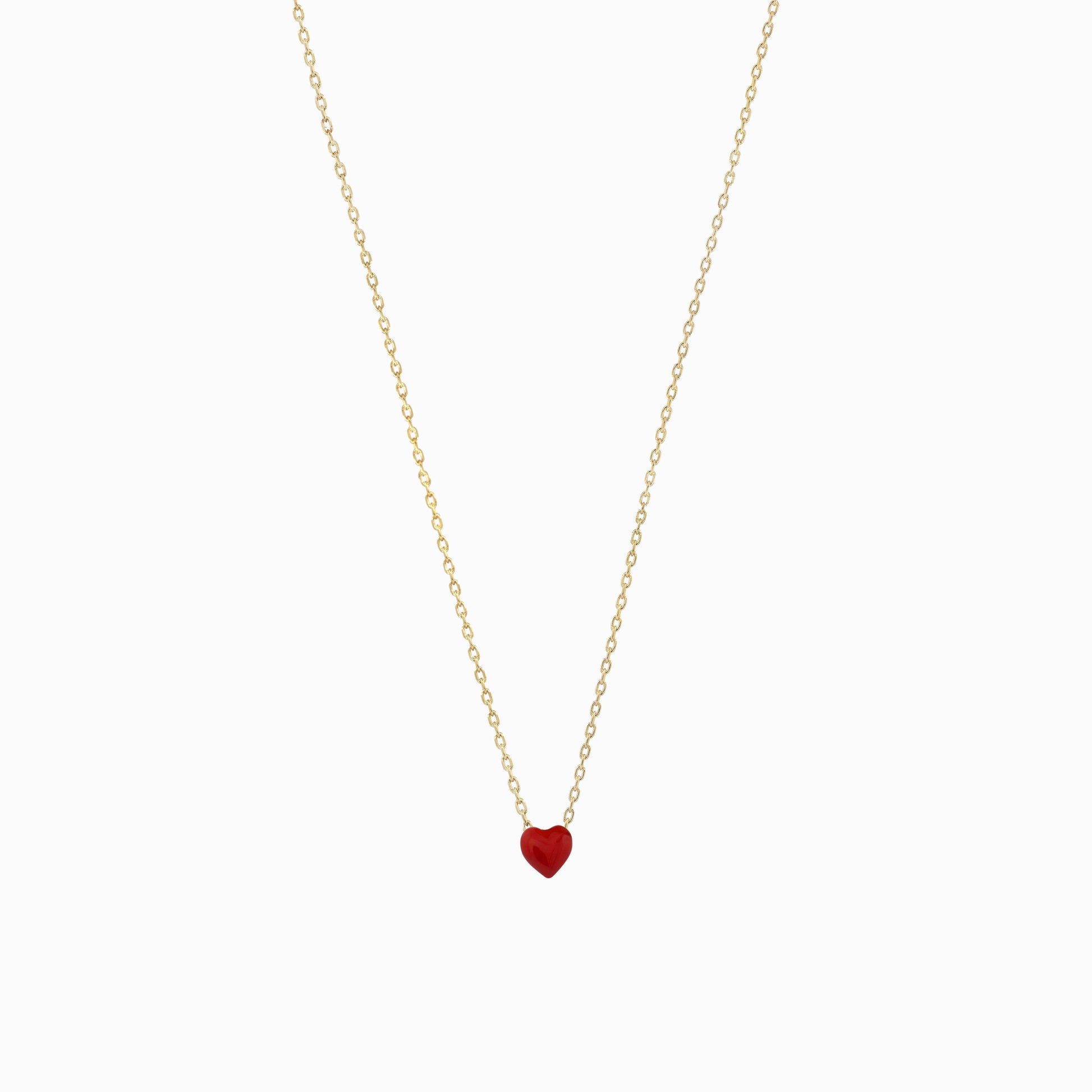 Full Heart Enamel Necklace 14K Gold