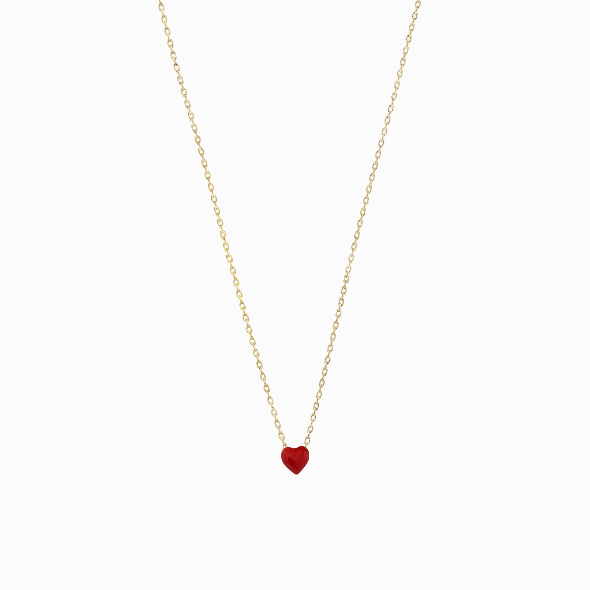 Full Heart Enamel Necklace 14K Gold