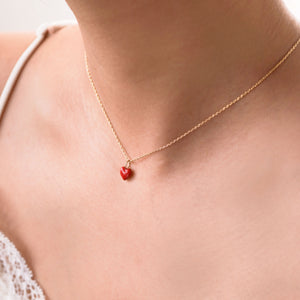 
          
          Load image into Gallery viewer, Full Heart Enamel Necklace 14K Gold
          
          