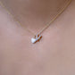 Eclipse V Initial Letter Enamel Necklace 14K Gold