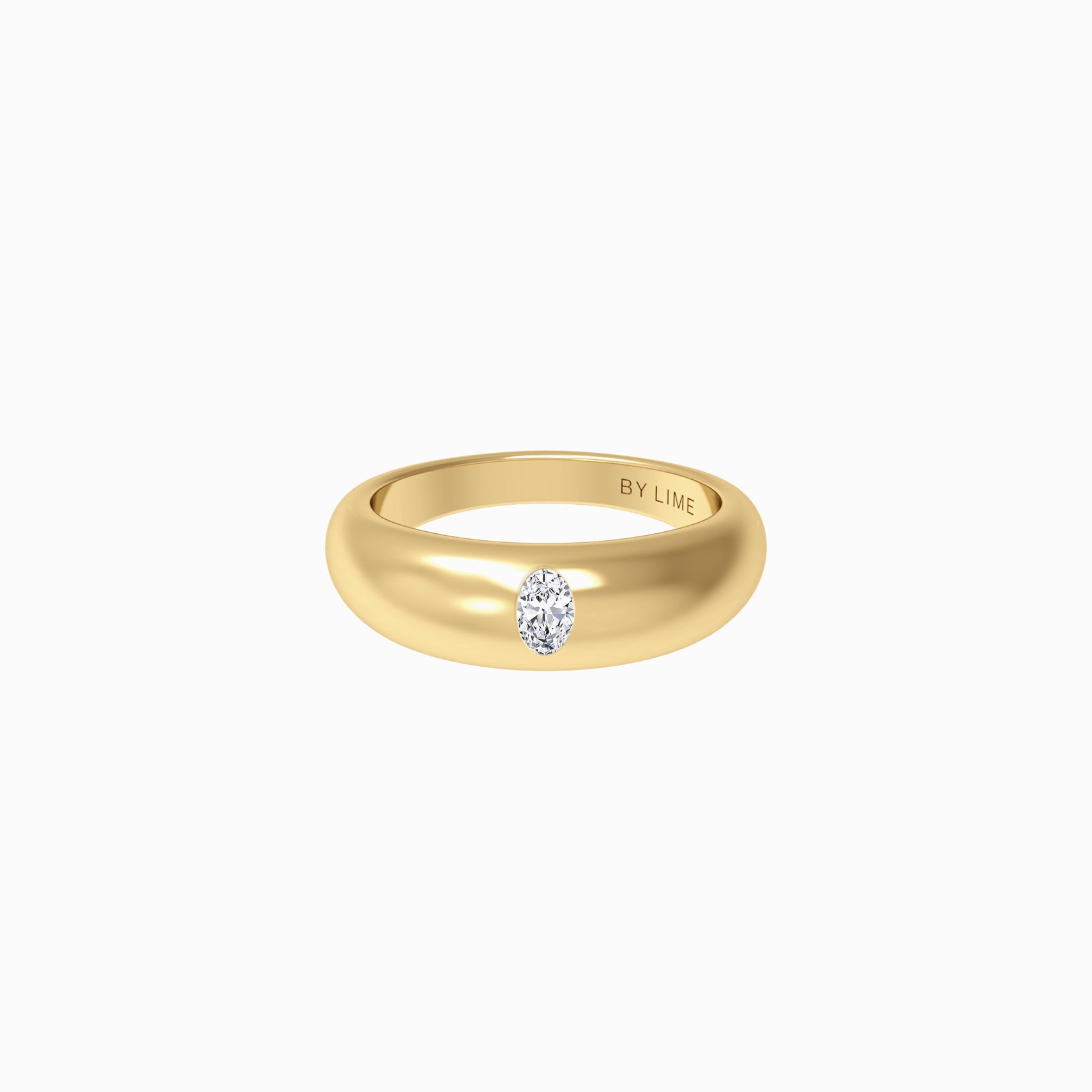 Oval Diamond Puffy Ring Gold