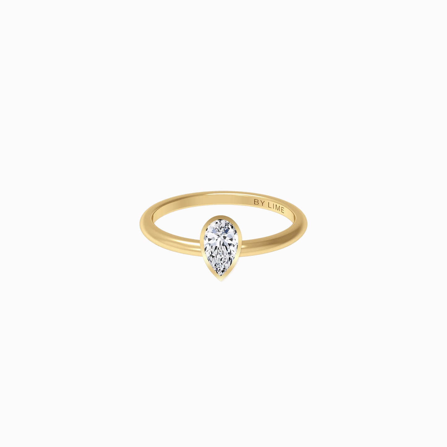 Pear Lab Created Bezel Diamond Simple Ring Gold Nevan In Stock