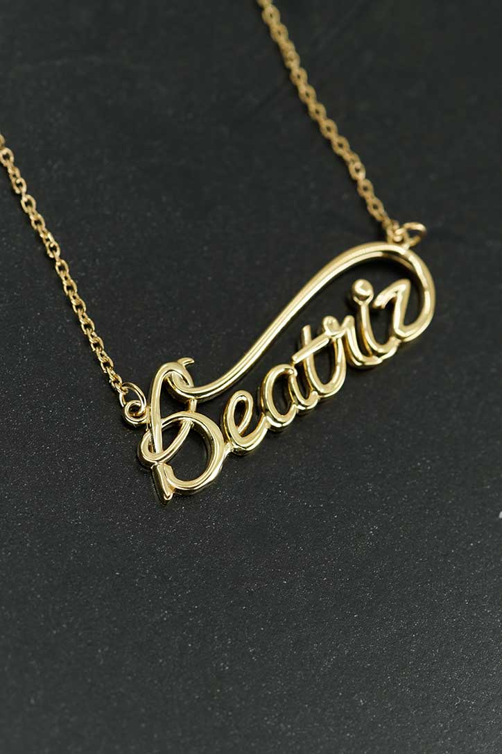 Personalized Custom Script Word Gold Necklace BEATRIZA