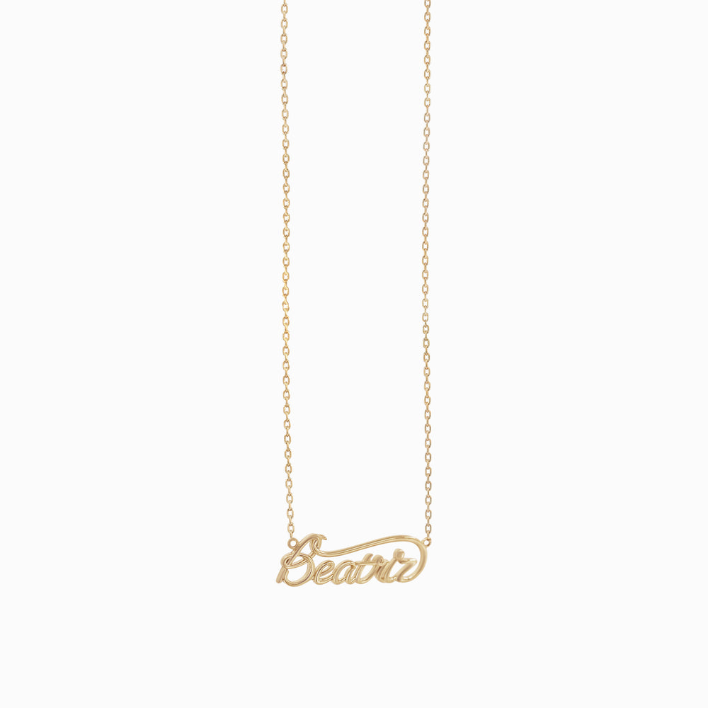 Personalized Custom Script Word Gold Necklace BEATRIZA