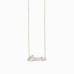 Custom Script Word Pavé Diamond Gold Necklace LAURA