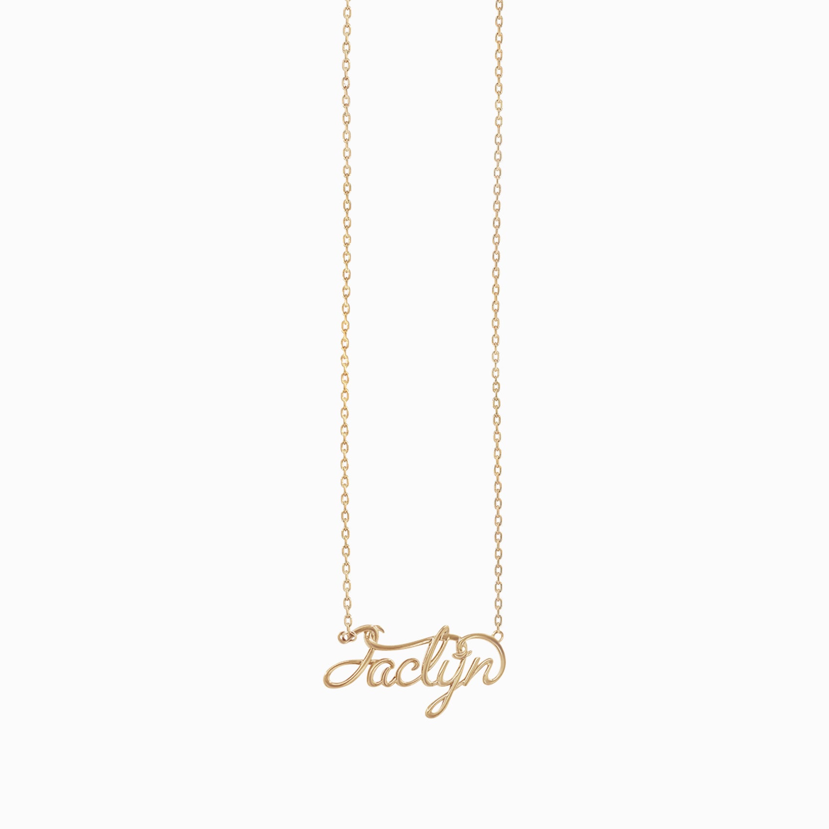 Personalized Custom Script Word Gold Necklace