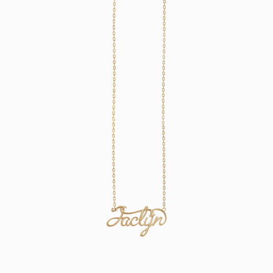 Personalized Custom Script Word Gold Necklace