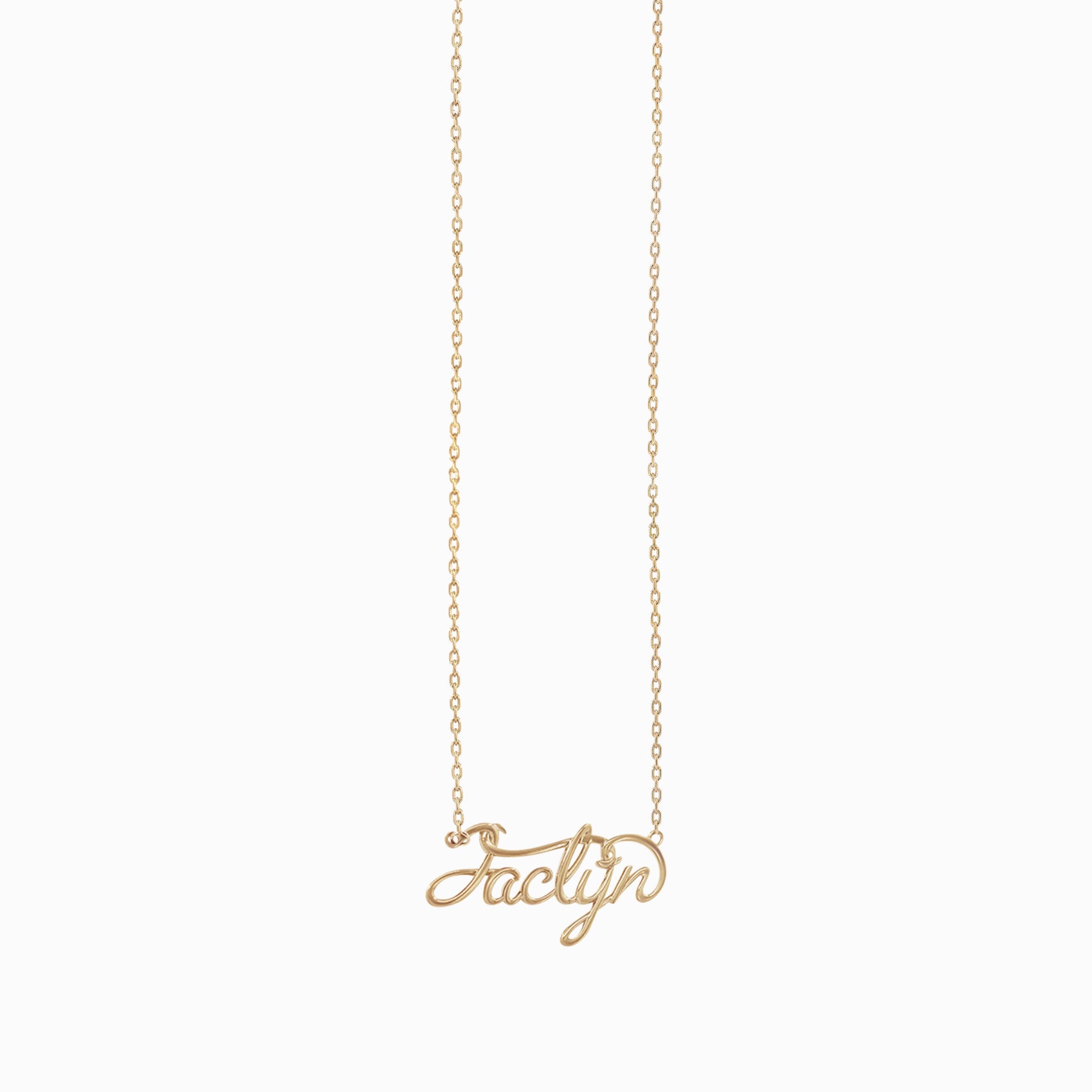 Personalized Custom Script Word Gold Necklace
