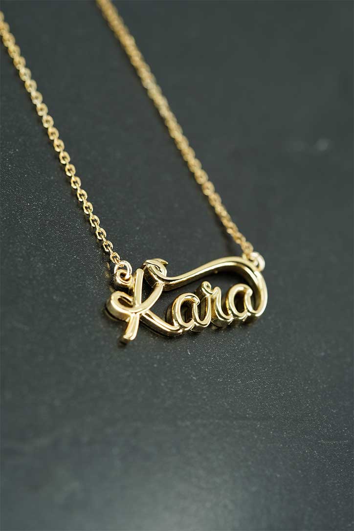 Custom Script Word Gold Necklace