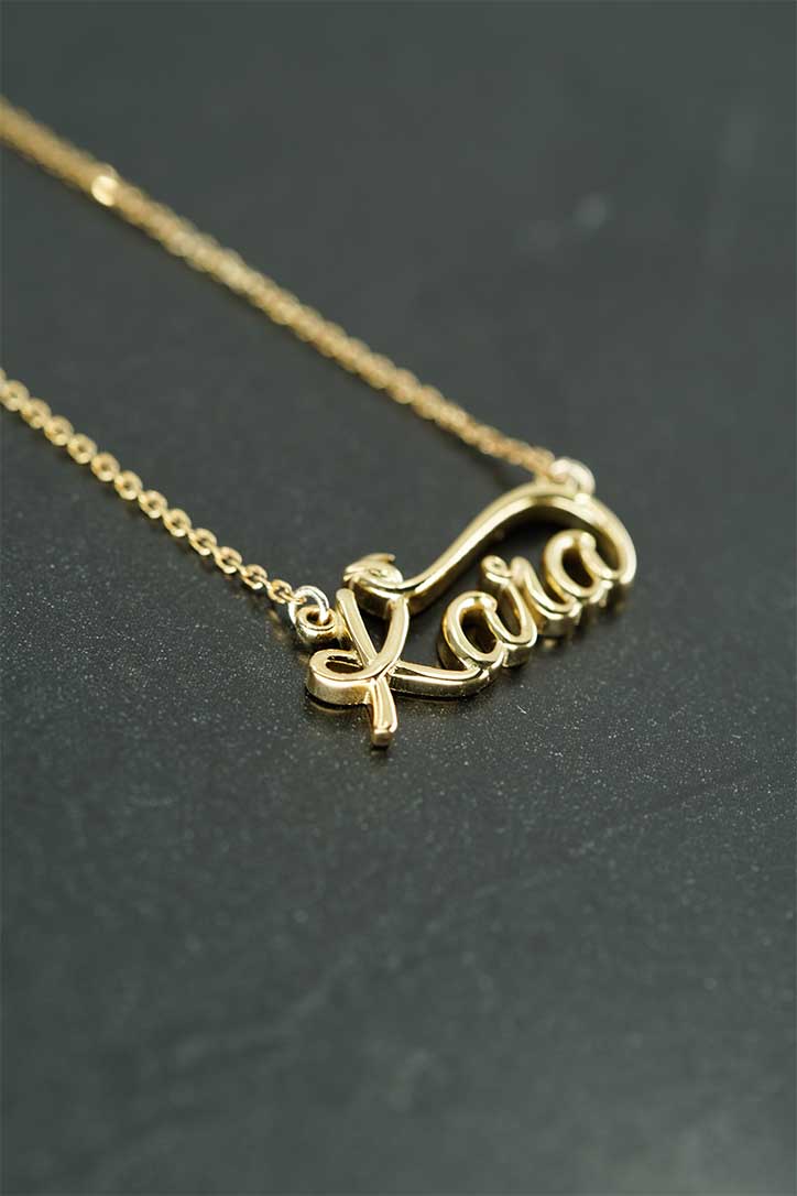 Custom Script Word Gold Necklace