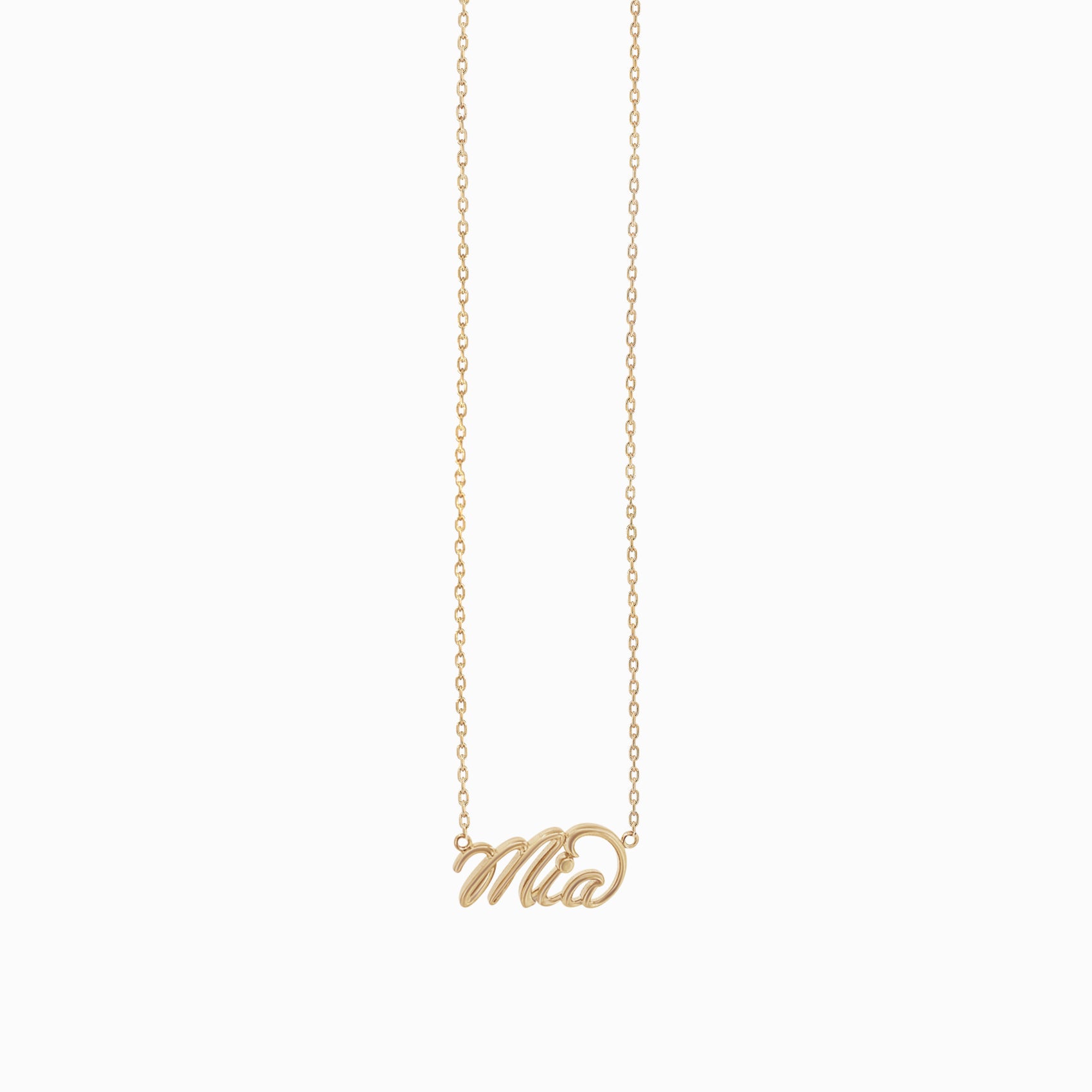 Custom Name Necklace Script Word MIA 14K Gold