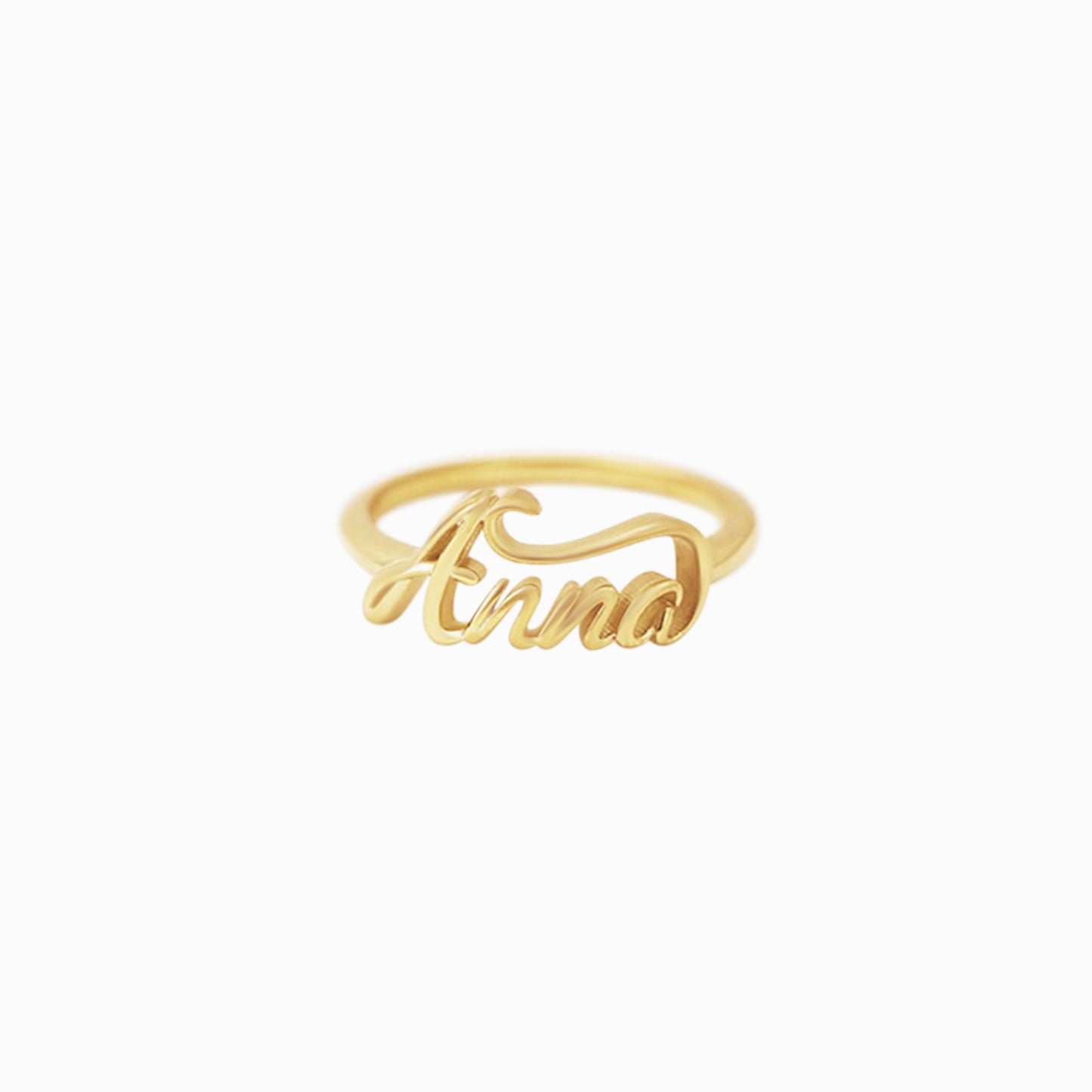 Custom Script Letters Name Ring ANNA 14K Gold