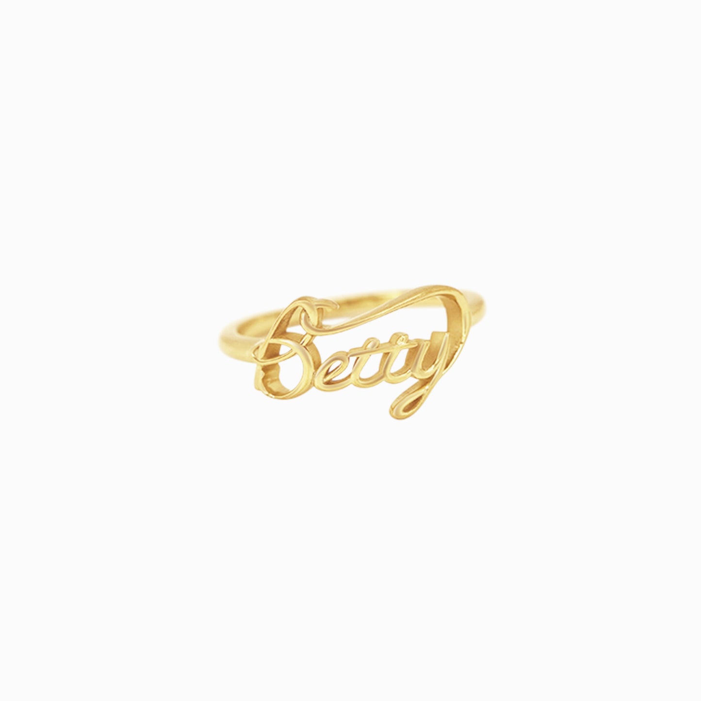 Custom Script Letters Name  Ring BETTY 14K Gold