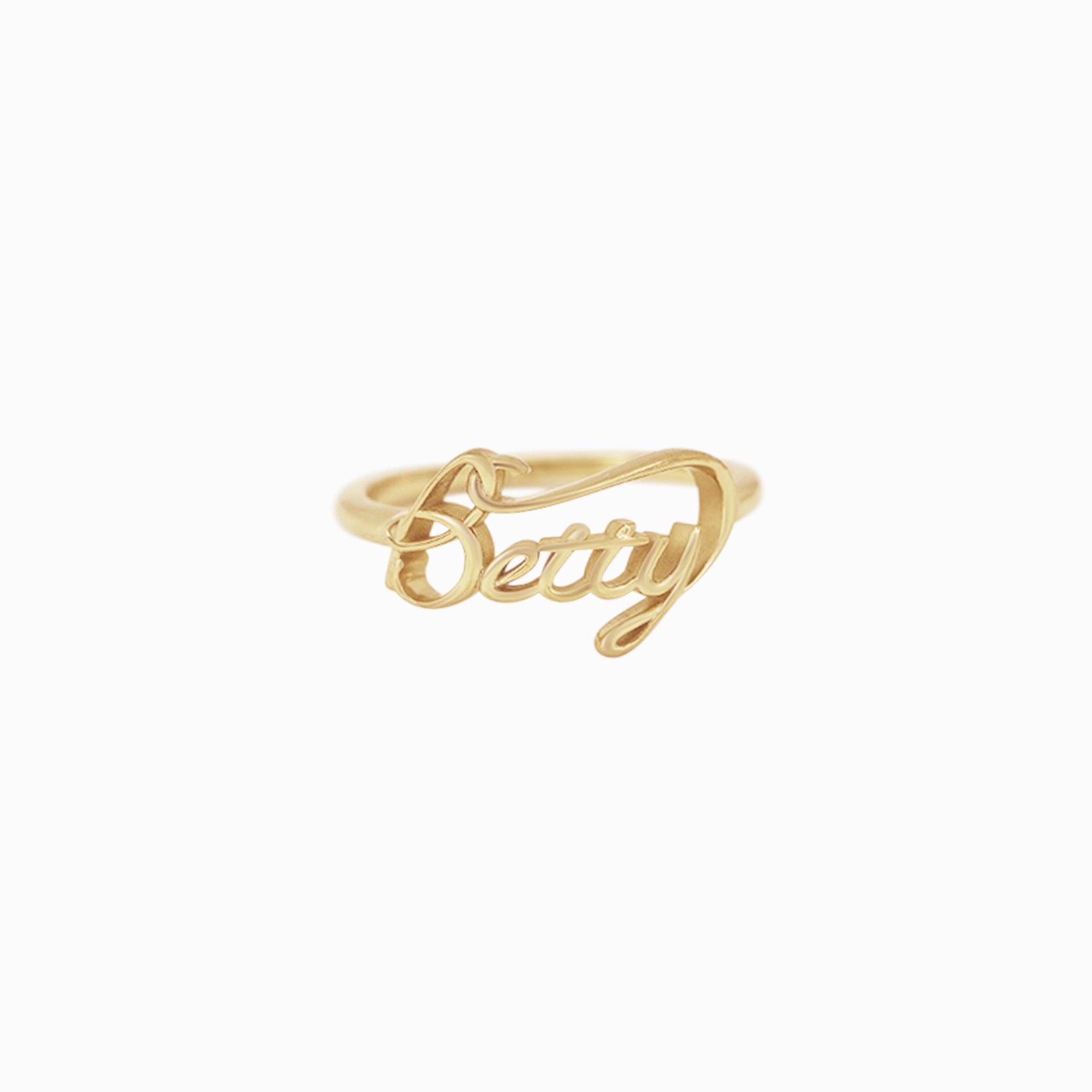 Custom Script Letters Name  Ring BETTY 14K Gold
