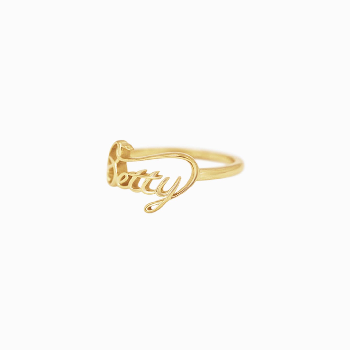 Custom Script Letters Name  Ring BETTY 14K Gold