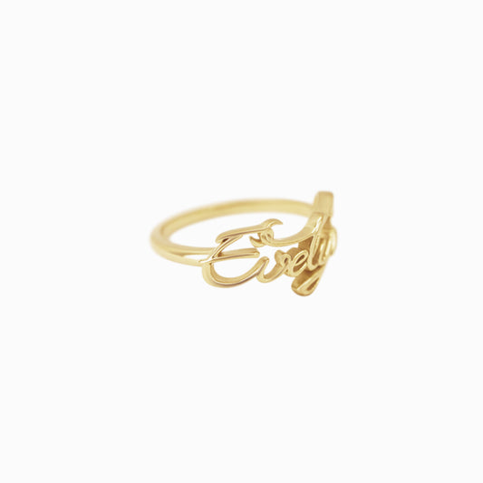 Personalized Custom Script Name Ring 14K Gold