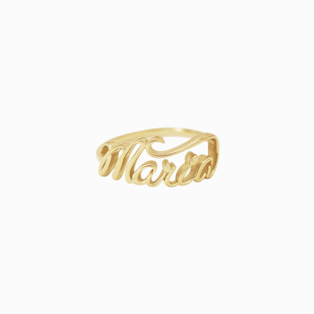 Personalized Custom Script Name Ring 14K Gold 