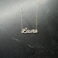 Pavé Natural Diamond Custom Script Name Necklace Personalized 14K Solid Gold