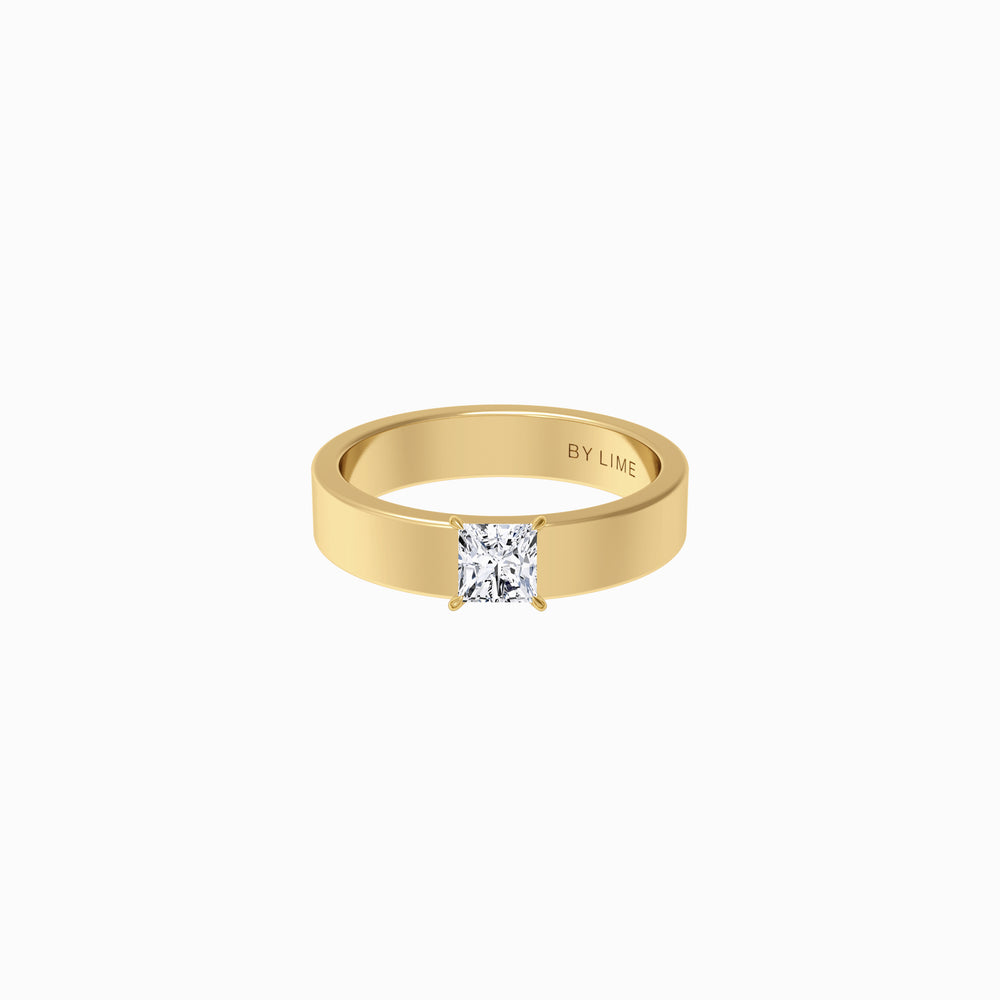 Moissanite Princess Diamond Band Ring Gold