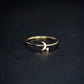 Crescent Moon One Diamond Solid Gold Ring