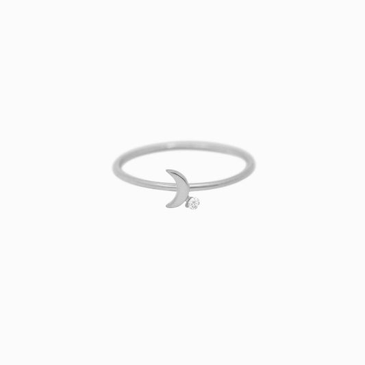 Crescent Moon One Pavé Lab Diamond Solid Ring Sterling Silver