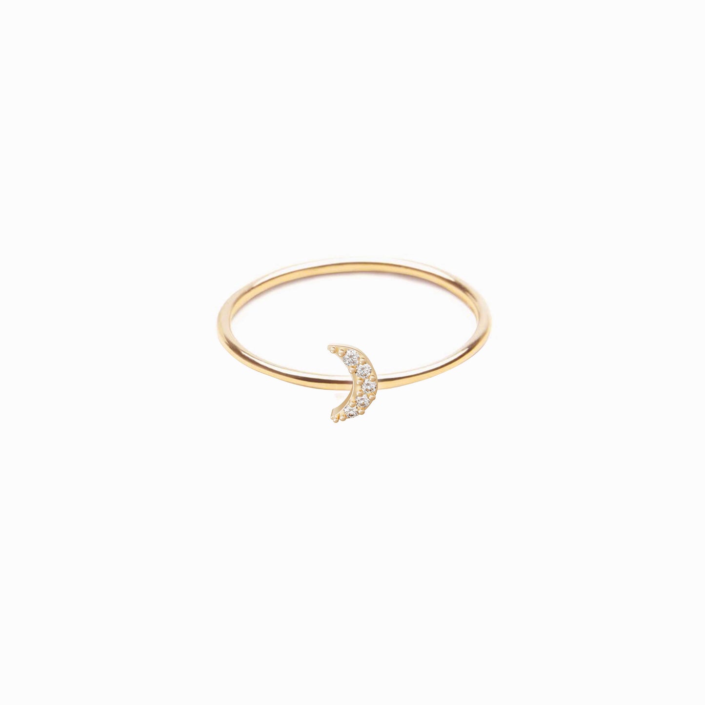 Crescent Moon Line Pavé Lab Diamond Ring 14K Gold