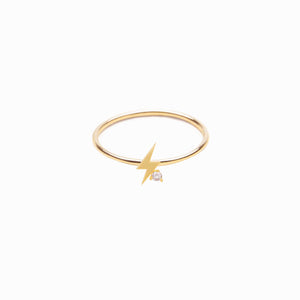 
          
          Load image into Gallery viewer, Lightning Bolt One Diamond Solid Gold Ring
          
          