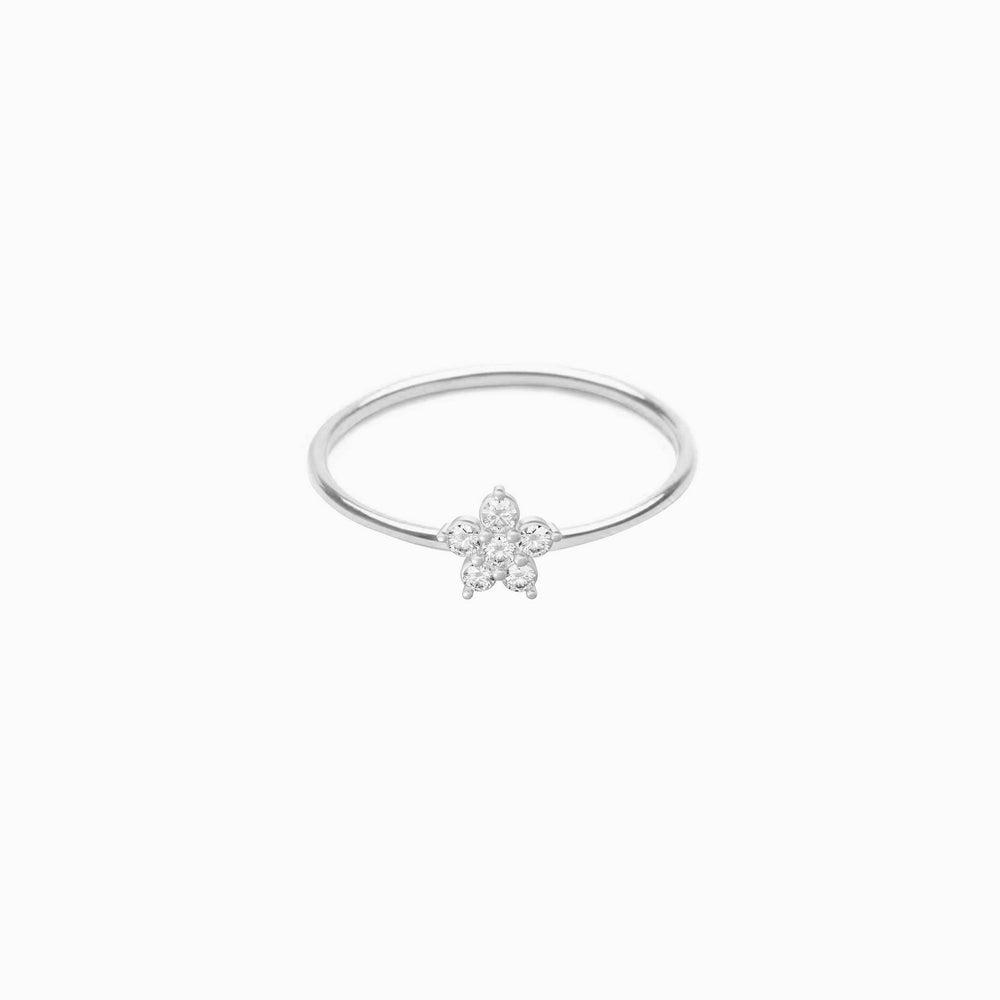 Flower Line Pavé Lab Diamond Ring Sterling Silver