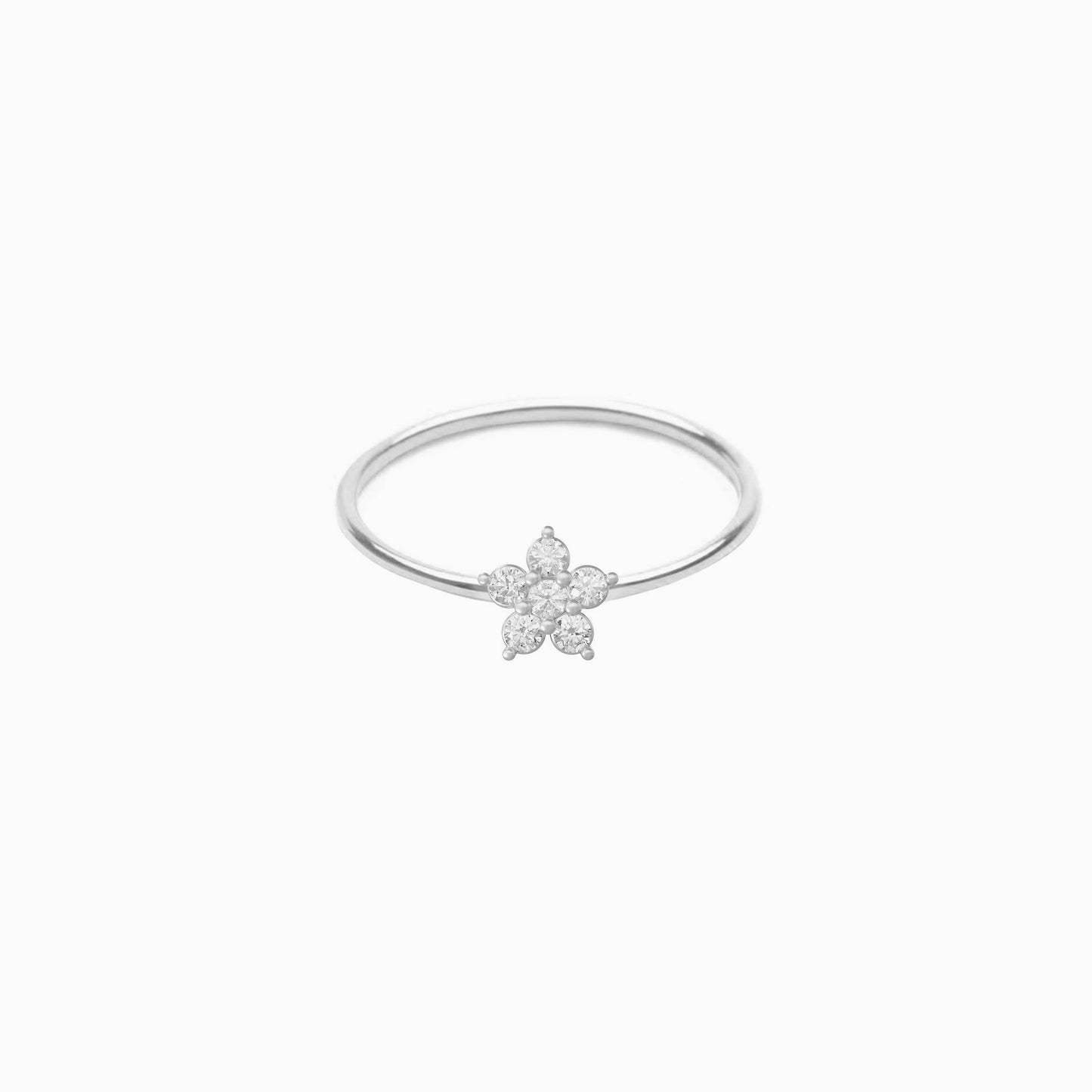 Flower Line Pavé Lab Diamond Ring Sterling Silver