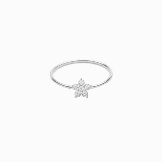 Flower Line Pavé Lab Diamond Ring Sterling Silver
