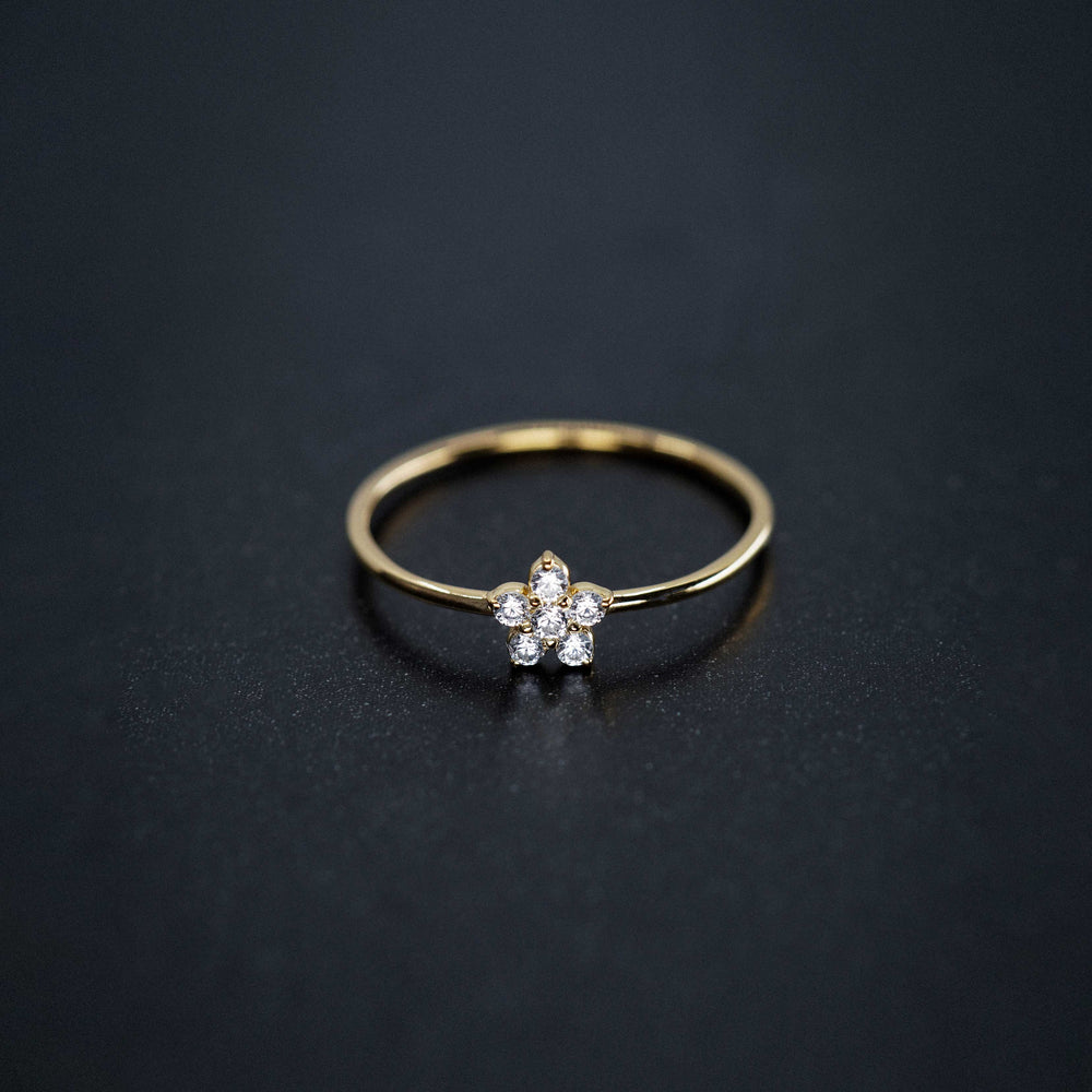 
          
          Load image into Gallery viewer, Flower Line Diamond Gold Ring
          
          