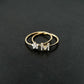 Flower Line Pavé Diamond Ring 14K Gold