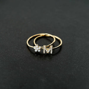 
          
          Load image into Gallery viewer, Flower Line Diamond Gold Ring
          
          