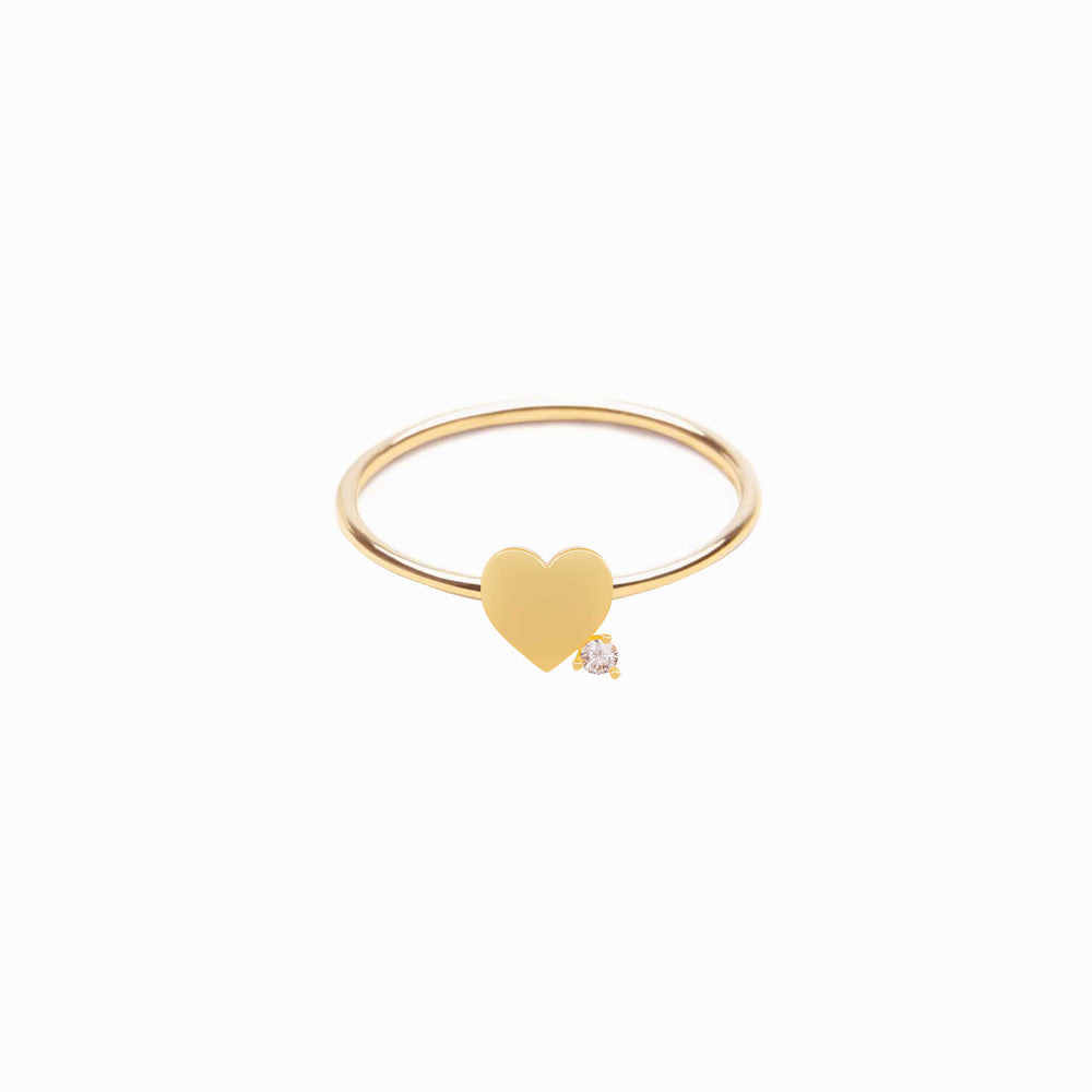 Heart One Diamond Solid Gold Ring