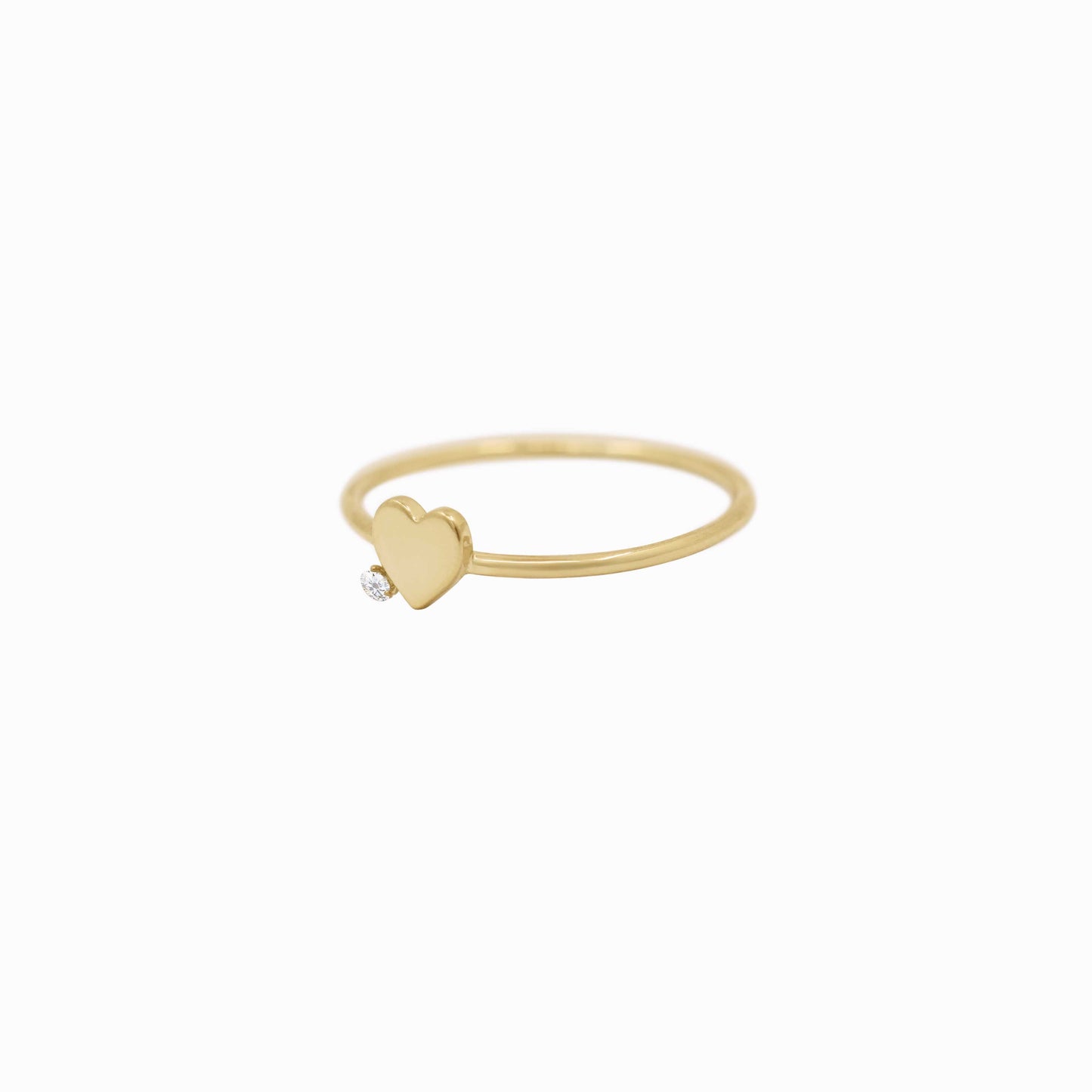 Heart One Diamond Solid Gold Ring