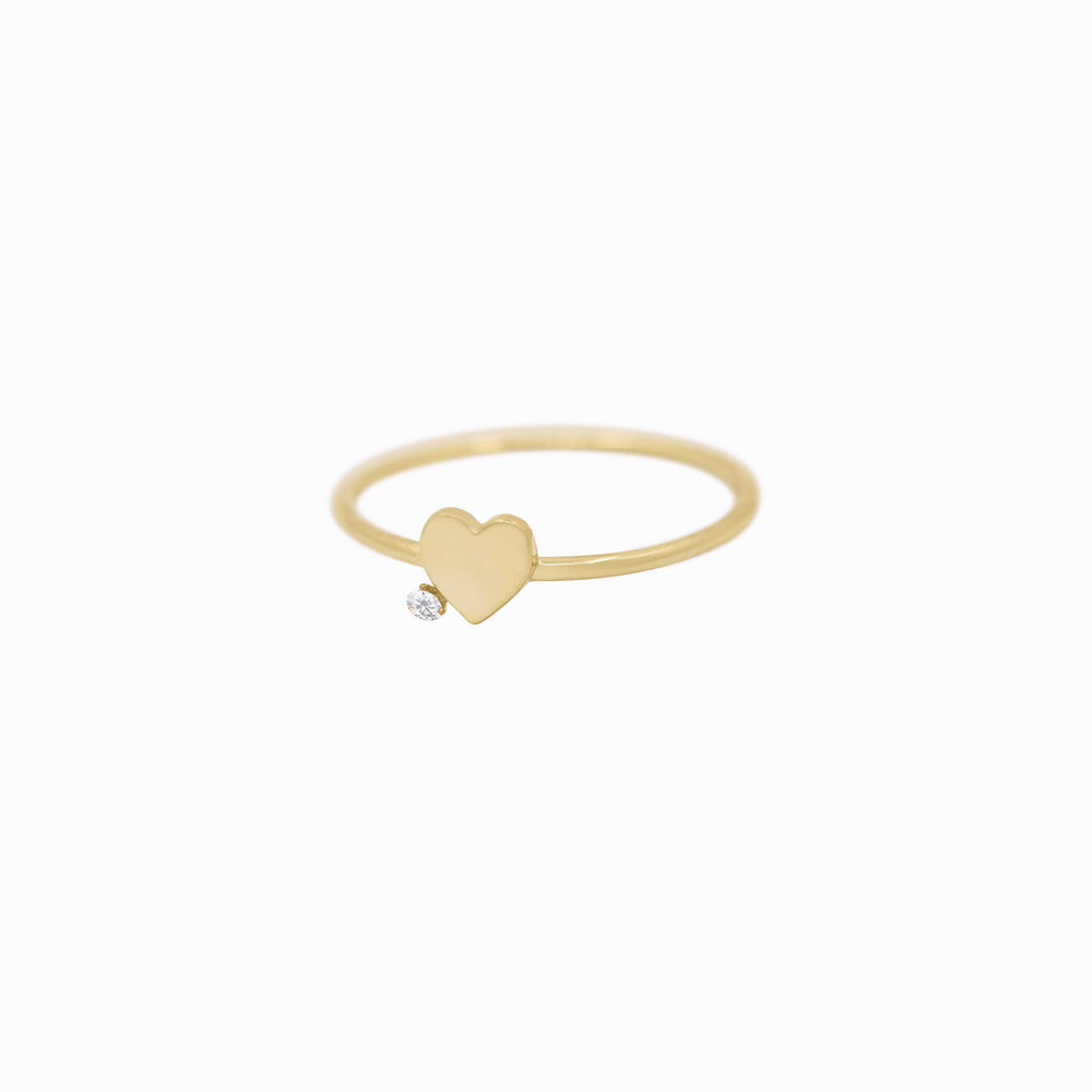 
          
          Load image into Gallery viewer, Heart One Diamond Solid Gold Ring
          
          