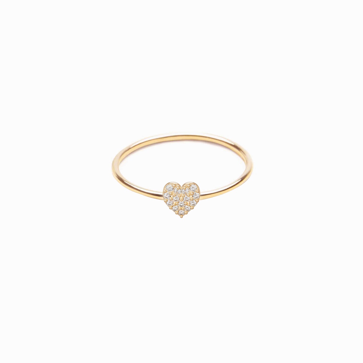 Heart Line Pavé Diamond Ring 14K Gold