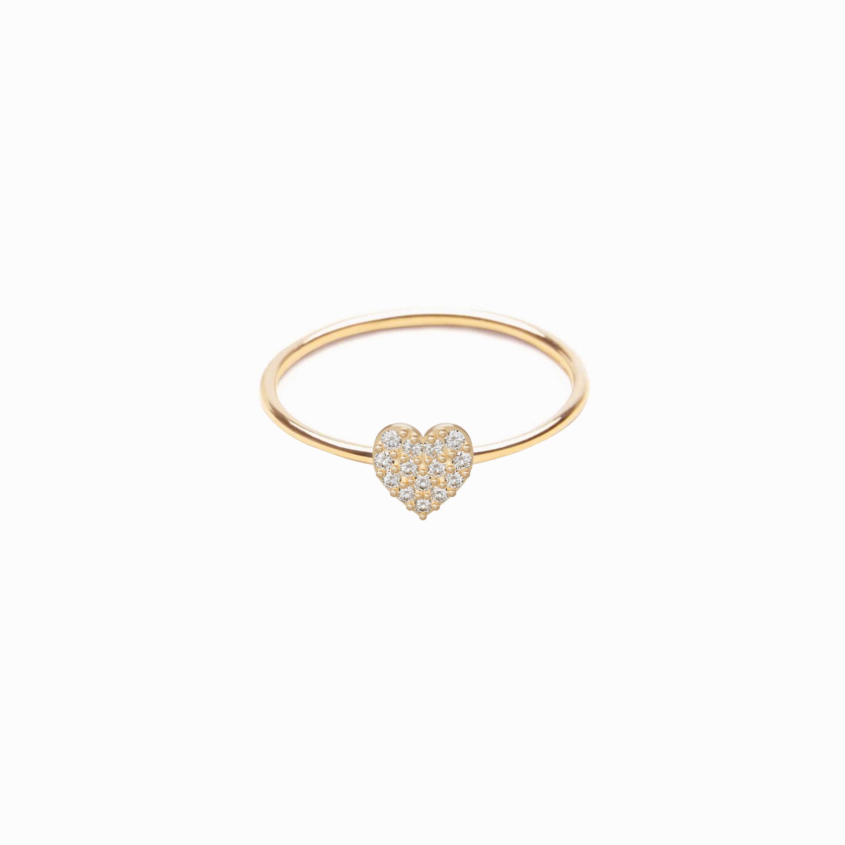 Heart Line Pavé Lab Diamond Ring 14K Gold