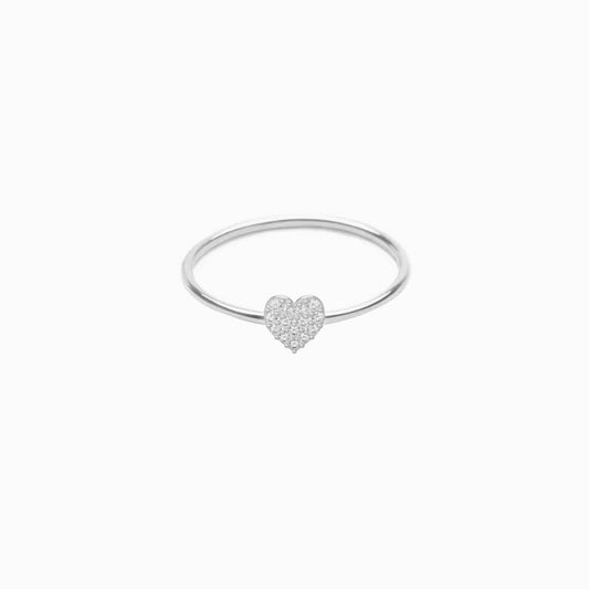 Heart Line Pavé Diamond Ring Sterling Silver