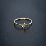 J Initial Letter Line Gold Ring