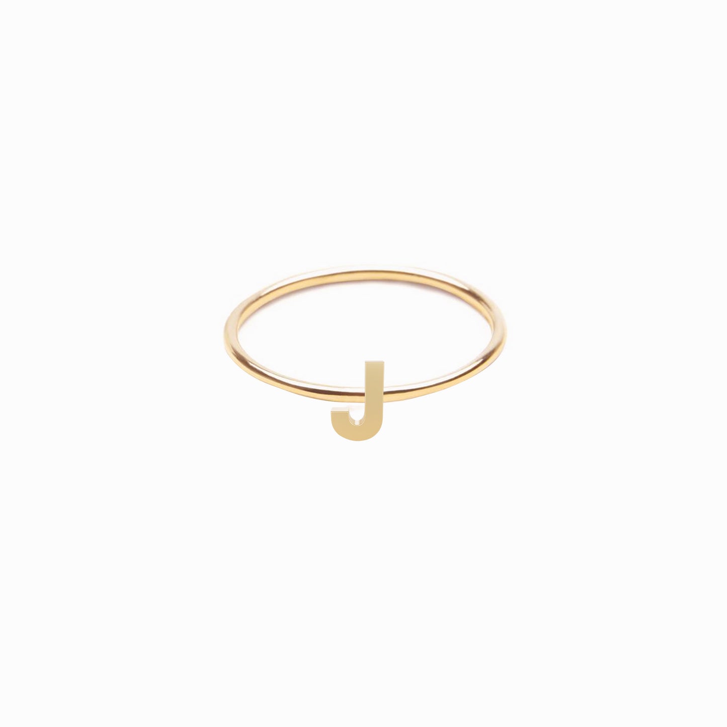 J Initial Letter Line Ring 14K Solid Gold