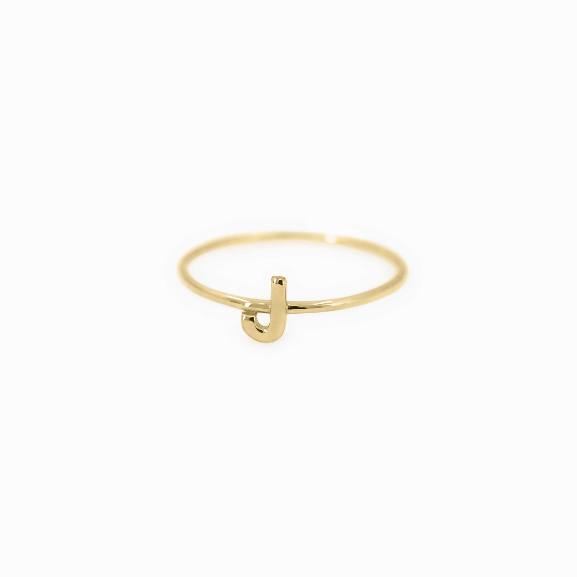 J Initial Letter Line Gold Ring